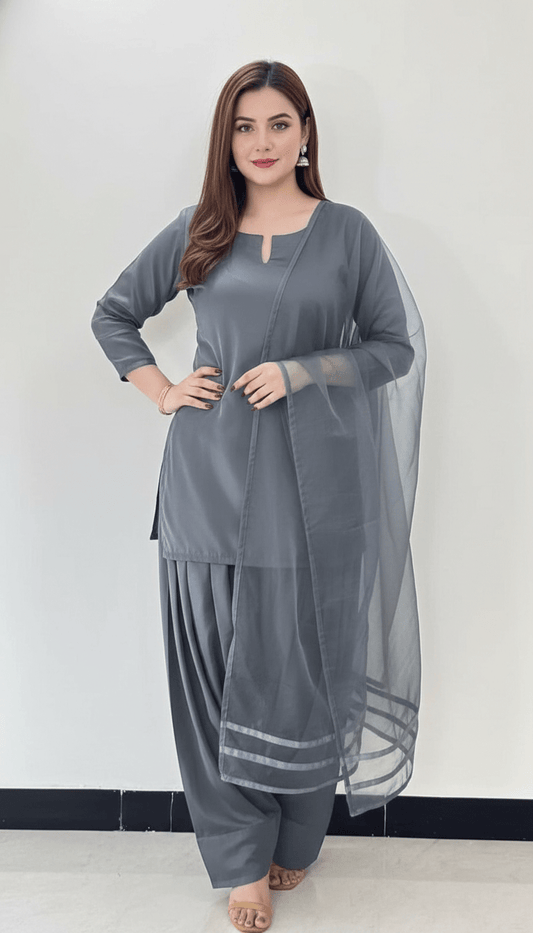 3 Pcs Women's Stitched Plain Suit - Raangli