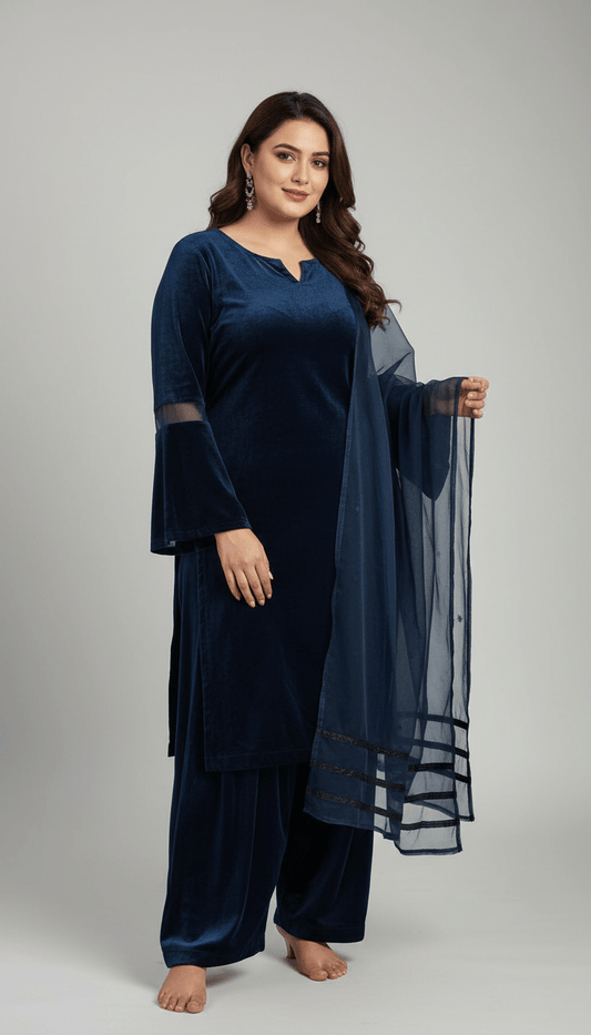 3 Pcs Women's Stitched Plain Suit - Raangli