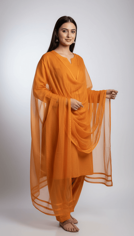 3 Pcs Women's Stitched Plain Suit - Raangli