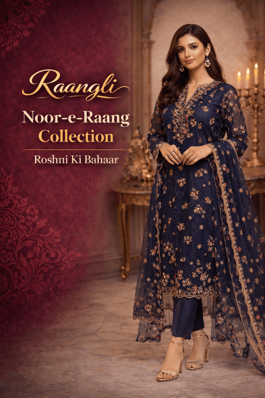 Noor - e - Raang Navy Blue Suit - Raangli